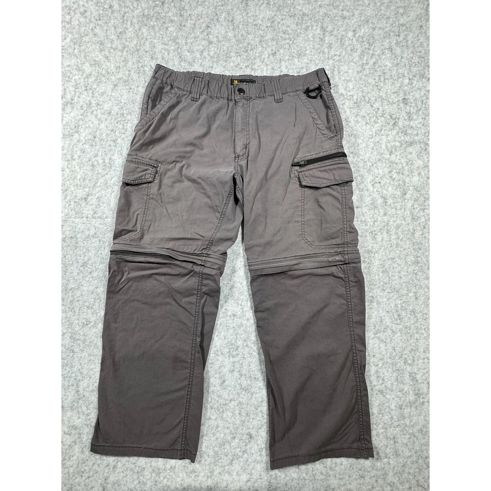 BC Clothing Pants Mens 34x26 Gray Convertible Cargo Elastic Waist Outdoor Travel
